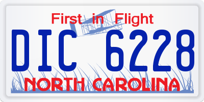 NC license plate DIC6228