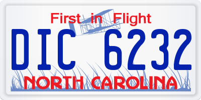 NC license plate DIC6232