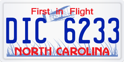 NC license plate DIC6233