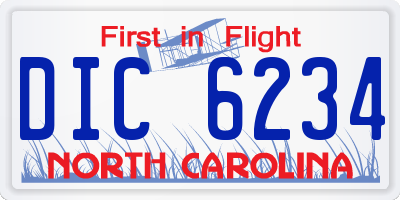 NC license plate DIC6234