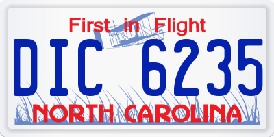 NC license plate DIC6235