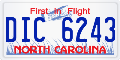 NC license plate DIC6243