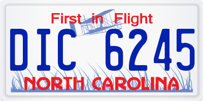 NC license plate DIC6245