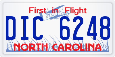 NC license plate DIC6248