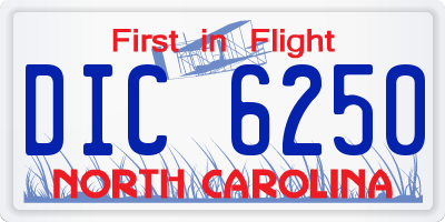 NC license plate DIC6250