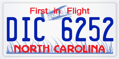 NC license plate DIC6252