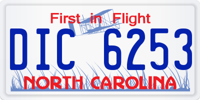 NC license plate DIC6253