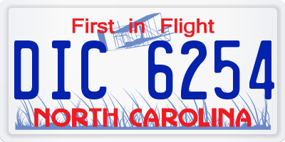 NC license plate DIC6254
