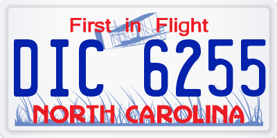 NC license plate DIC6255
