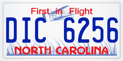 NC license plate DIC6256