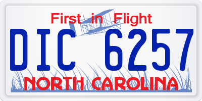 NC license plate DIC6257