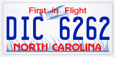 NC license plate DIC6262