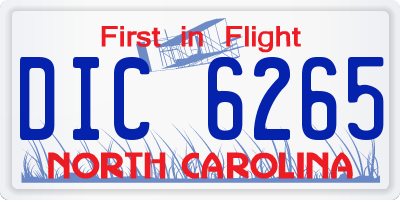 NC license plate DIC6265