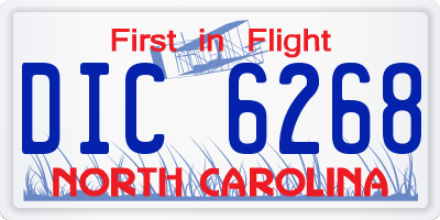 NC license plate DIC6268