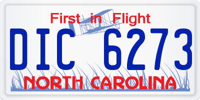 NC license plate DIC6273