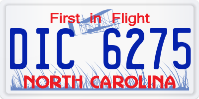 NC license plate DIC6275