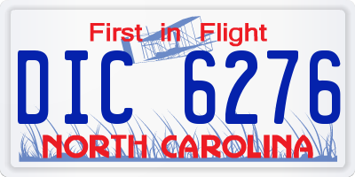 NC license plate DIC6276