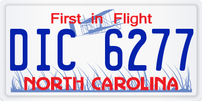NC license plate DIC6277