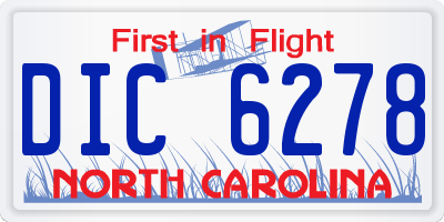 NC license plate DIC6278