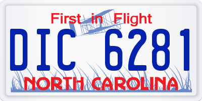 NC license plate DIC6281