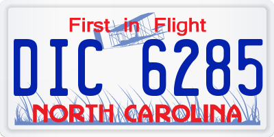 NC license plate DIC6285