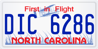 NC license plate DIC6286