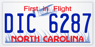 NC license plate DIC6287