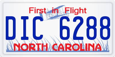 NC license plate DIC6288