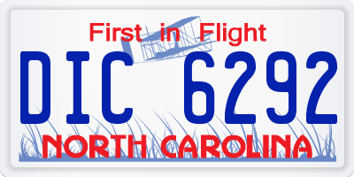 NC license plate DIC6292