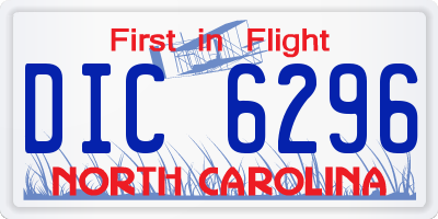NC license plate DIC6296