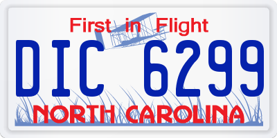 NC license plate DIC6299