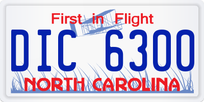 NC license plate DIC6300