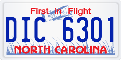 NC license plate DIC6301