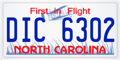 NC license plate DIC6302