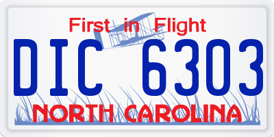 NC license plate DIC6303