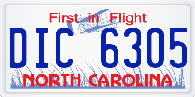 NC license plate DIC6305