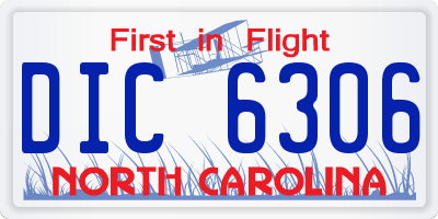 NC license plate DIC6306
