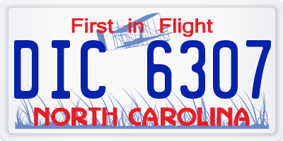 NC license plate DIC6307