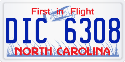 NC license plate DIC6308