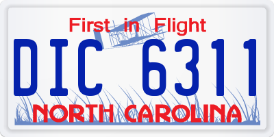 NC license plate DIC6311