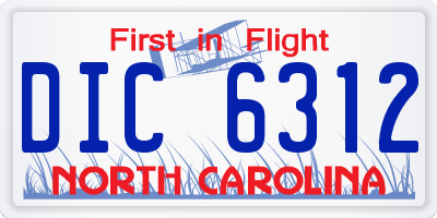 NC license plate DIC6312