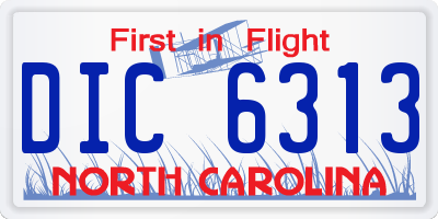 NC license plate DIC6313