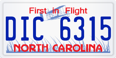 NC license plate DIC6315