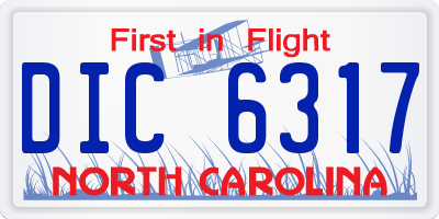 NC license plate DIC6317