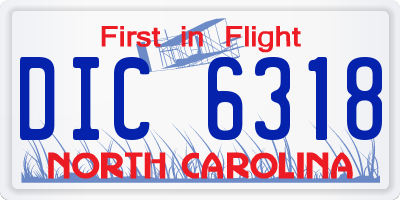 NC license plate DIC6318