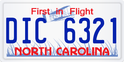 NC license plate DIC6321