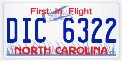 NC license plate DIC6322
