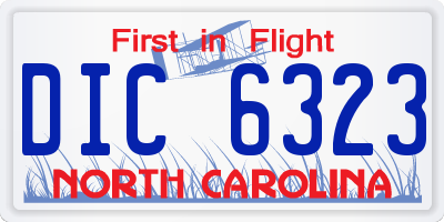 NC license plate DIC6323
