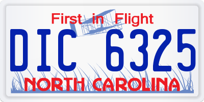 NC license plate DIC6325