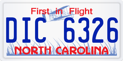 NC license plate DIC6326
